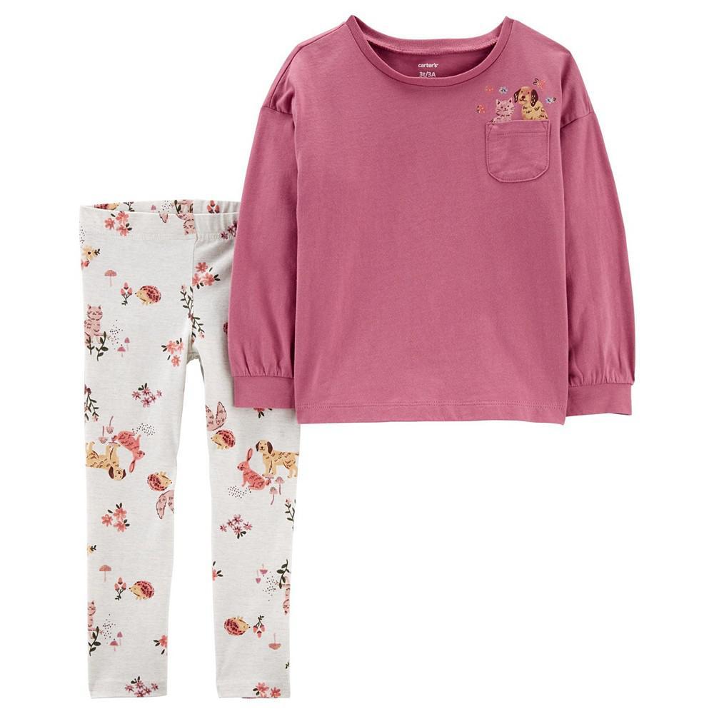 商品Carter's|Baby Girls Pocket Long Sleeves T-shirt and Leggings, 2-Piece Set,价格¥77,第1张图片