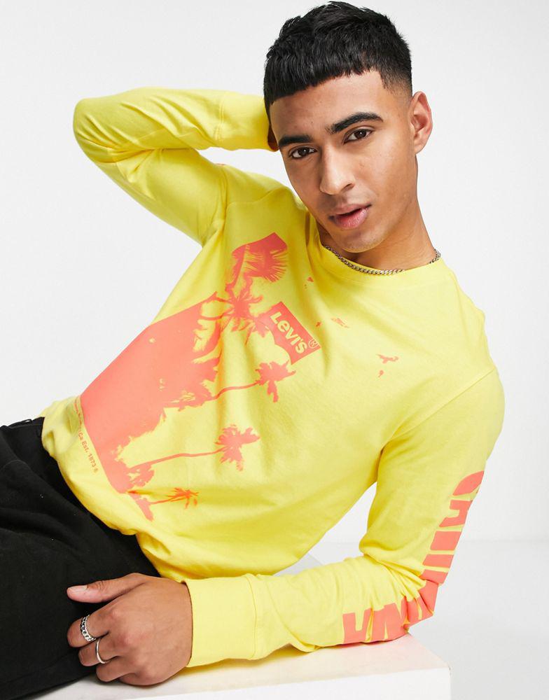 Levi's long sleeve t-shirt in yellow with chest and arm print商品第4张图片规格展示