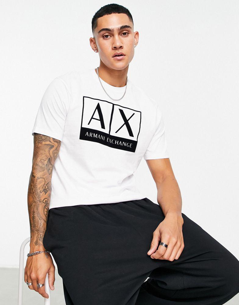 Armani Exchange box logo t-shirt in white商品第1张图片规格展示