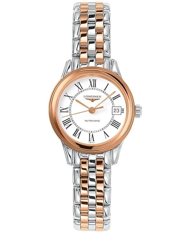 商品Longines|Longines Flagship Automatic 26mm White Dial Stainless Steel and Rose Gold PVD Women's Watch L4.274.3.91.7,价格¥10145,第1张图片