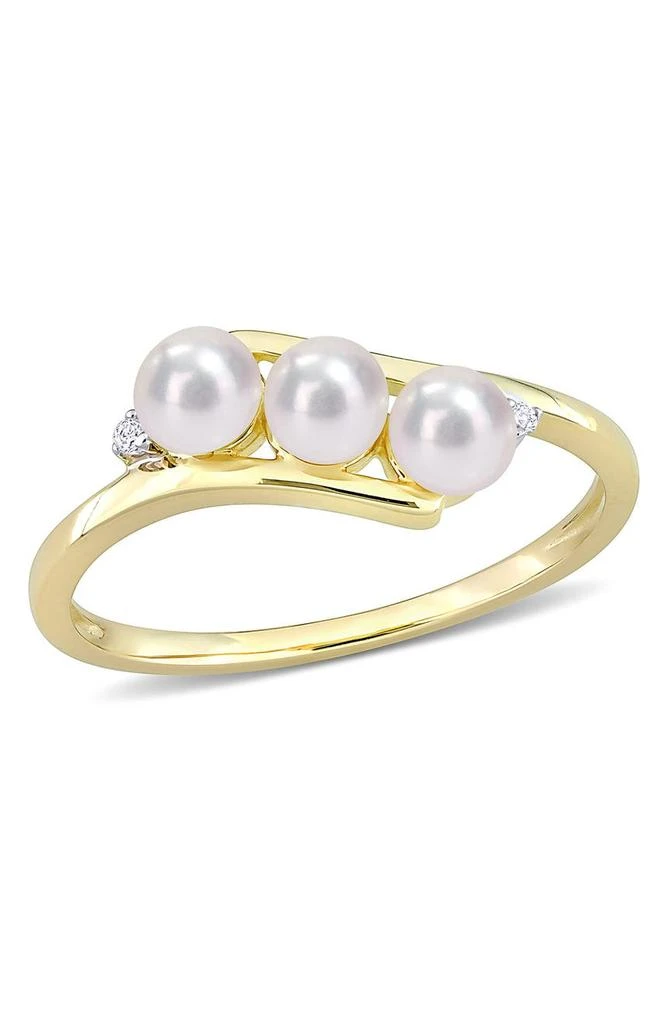 商品DELMAR|3.5–4mm White Cultured Freshwater Pearl & Diamond Ring - 0.01ct.,价格¥2098,第1张图片