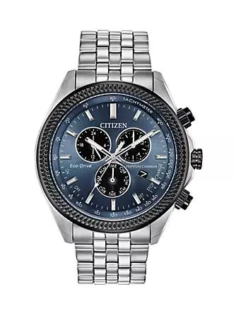 商品Citizen|Mens Stainless Steel Eco Drive Perpetual Calendar Chronograph Watch,价格¥2736,第1张图片
