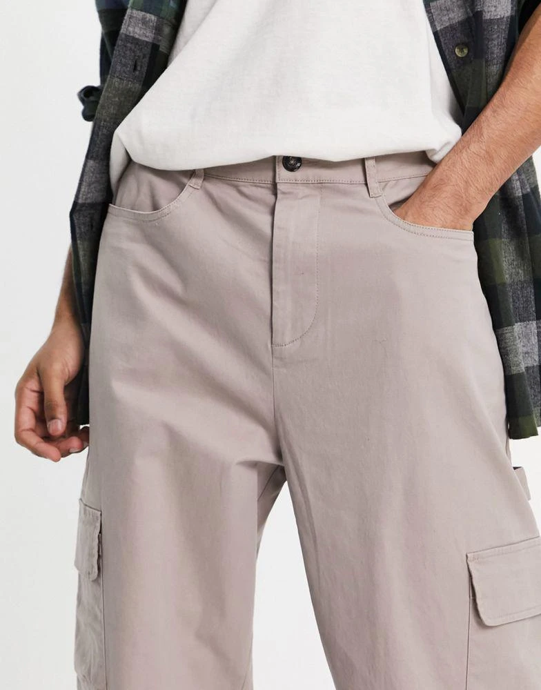 商品ASOS|ASOS DESIGN carpenter wide leg trousers in beige ,价格¥136,第3张图片详细描述