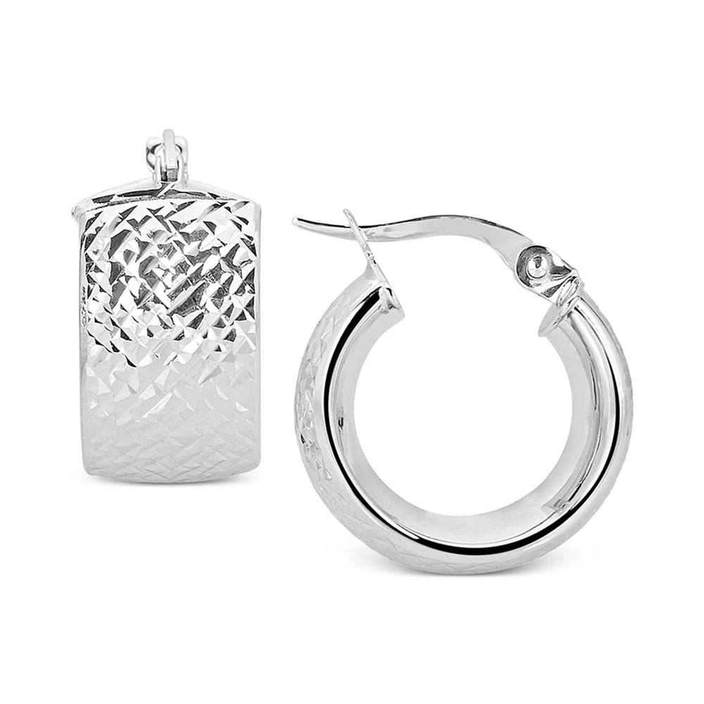 商品Italian Gold|Textured Hoop Earrings in 14k White Gold,价格¥5945,第3张图片详细描述