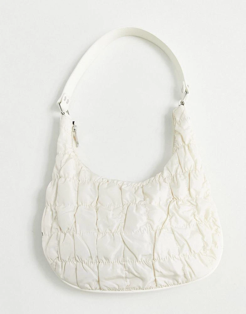 商品ASOS|ASOS DESIGN slouchy shoulder bag in off white ruched nylon,价格¥149,第4张图片详细描述