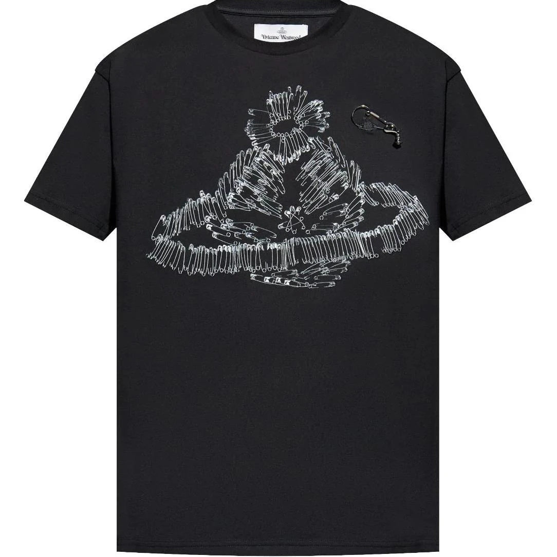 商品[国内直发] Vivienne Westwood|SS24 土星Logo印花圆领短袖T恤 男款 黑色,价格¥2104,第1张图片