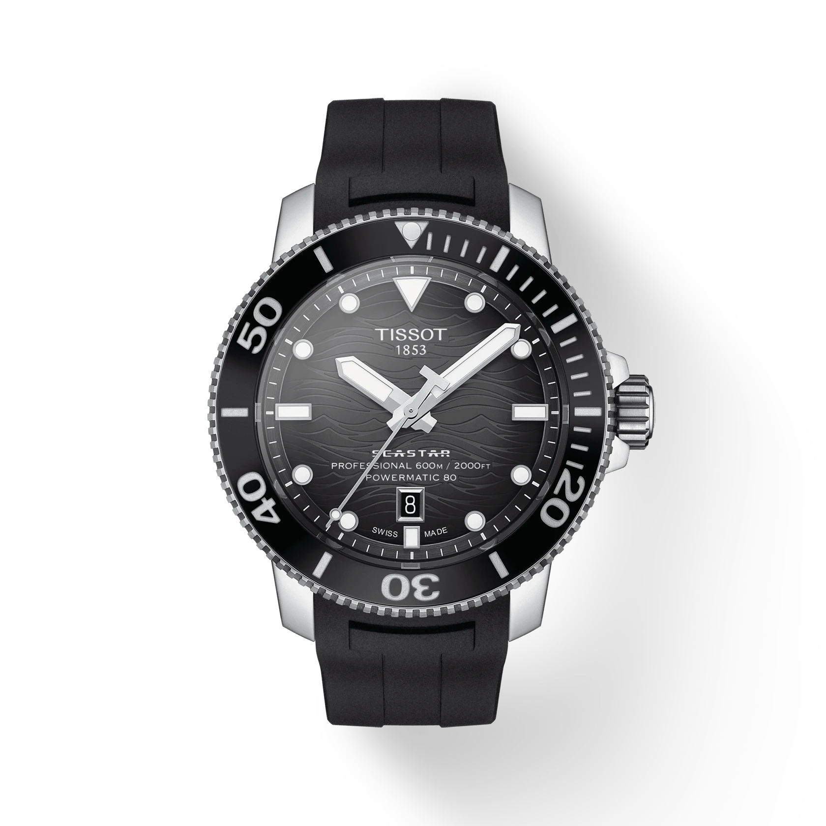 商品[国内直发] Tissot|天梭海星2000系列橡胶带80机芯机械男表T120.607.17.441.00 支持中检鉴定假一赔三,价格¥9256,第1张图片