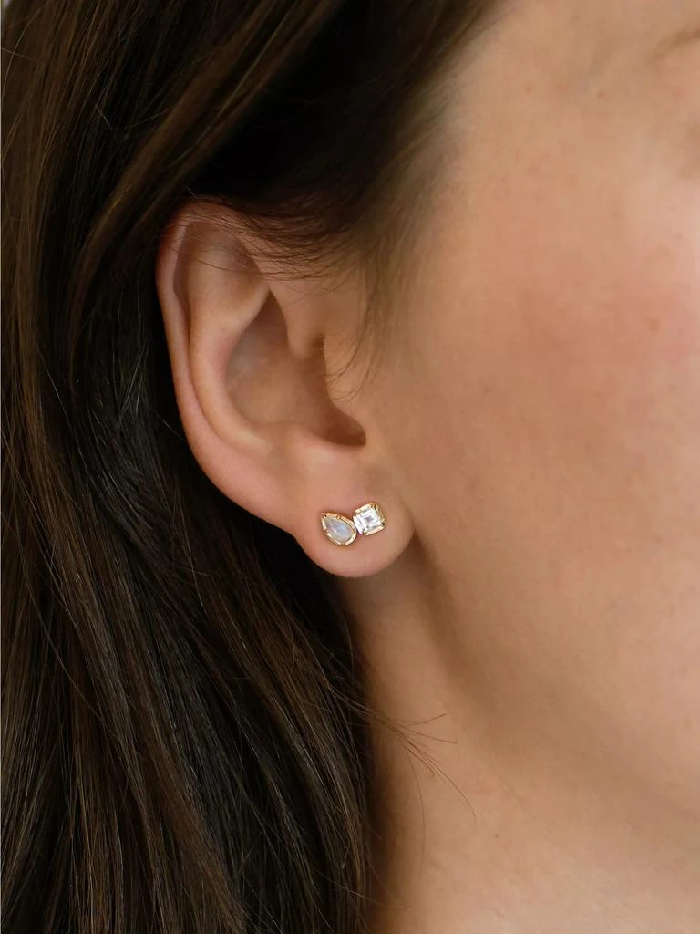 商品Anzie|Mélia 14K Yellow Gold, Moonstone & Clear Topaz Toi Et Moi Stud Earrings,价格¥4309,第2张图片详细描述