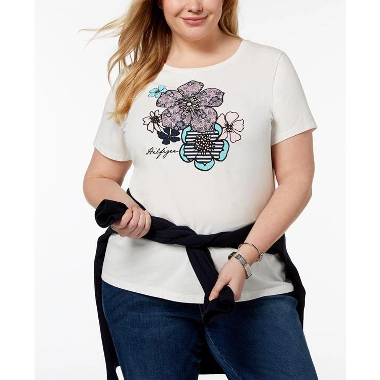 商品Tommy Hilfiger|Plus Size Printed Crew-Neck T-Shirt, Created for Macy's,价格¥129,第1张图片