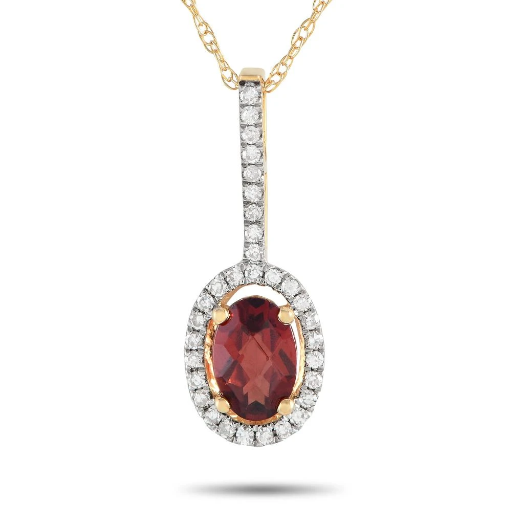 商品LB Exclusive|14K Yellow Gold 0.09ct Diamond and Garnet Pendant Necklace PD4-16077YGA,价格¥2206,第1张图片