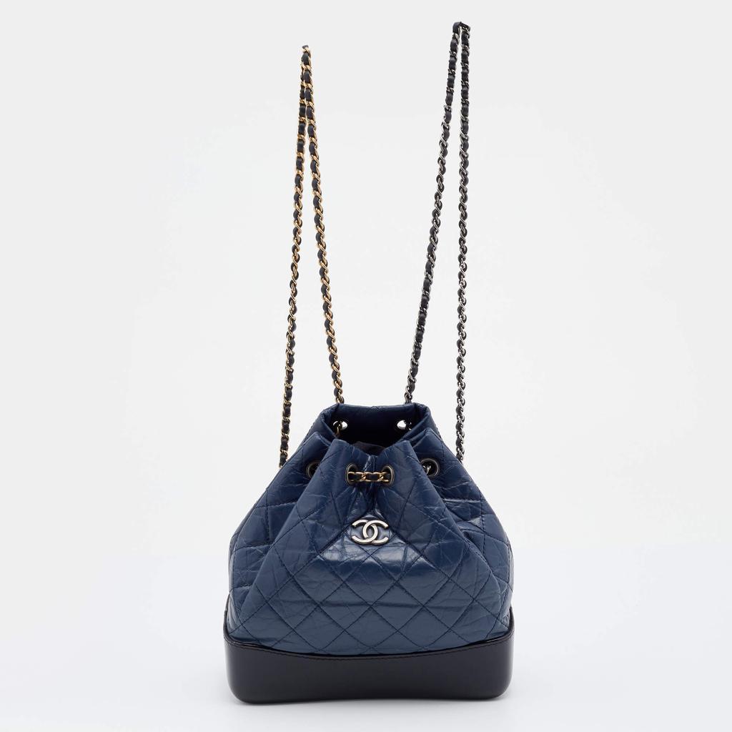 商品[二手商品] Chanel|Chanel Blue/Black Quilted Aged Leather Small Gabrielle Backpack,价格¥21744,第1张图片