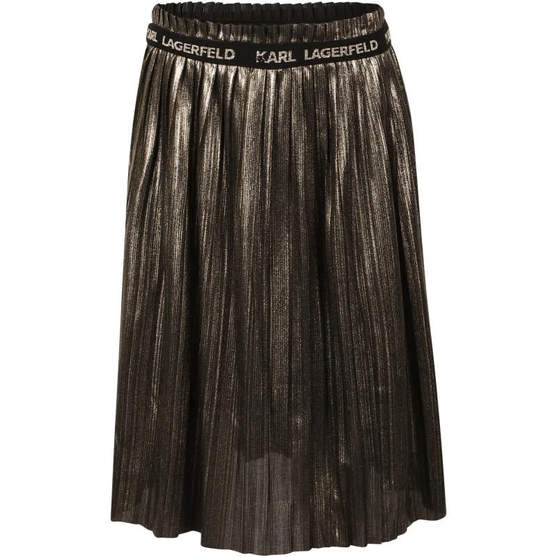 商品Karl Lagerfeld Paris|Branded waist band shiny pleated skirt in golden,价格¥700,第1张图片