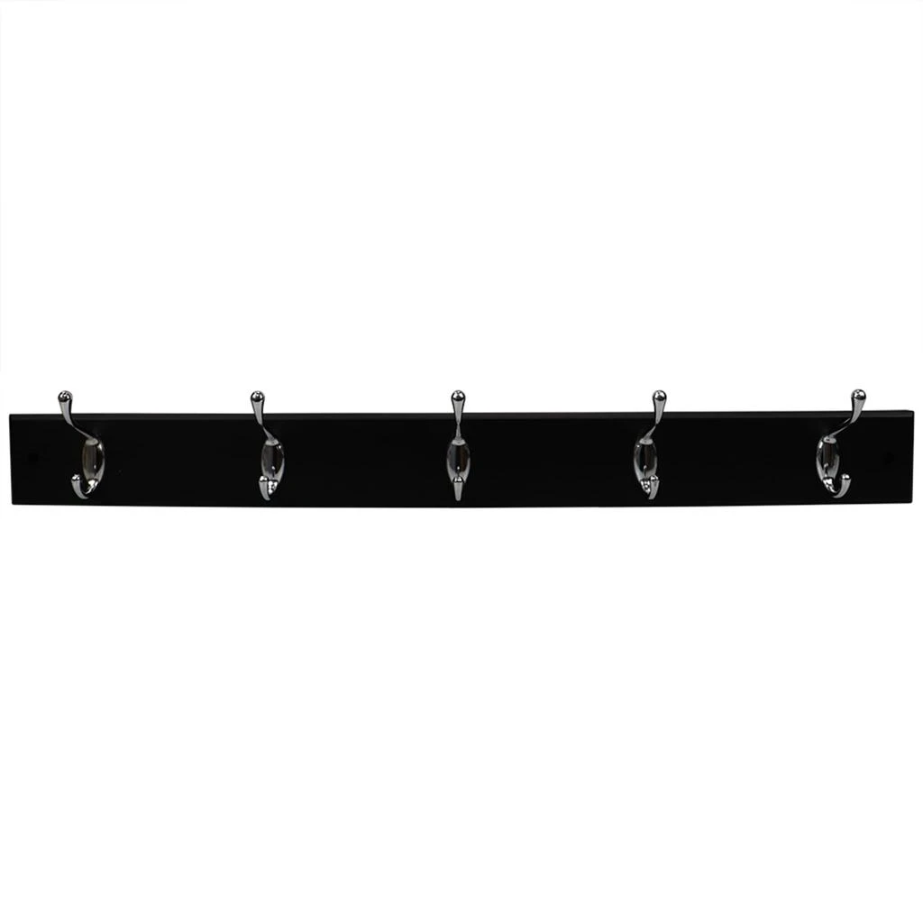 商品Home Basics|Home Basics 5 Double Hook Wall Mounted Hanging Rack, Black,价格¥159,第1张图片