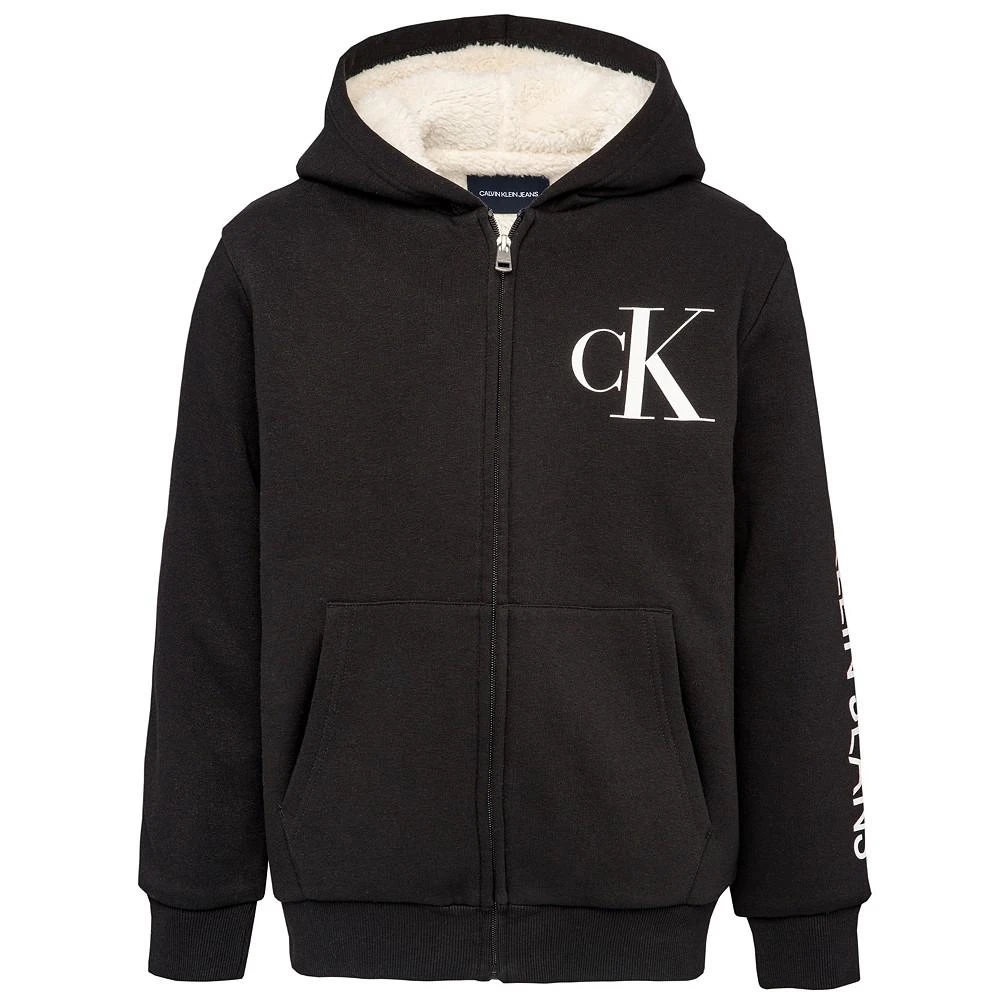 商品Calvin Klein|Big Boys Monogram Duo Sherpa Lined Full Zip Sweatshirt,价格¥272,第1张图片