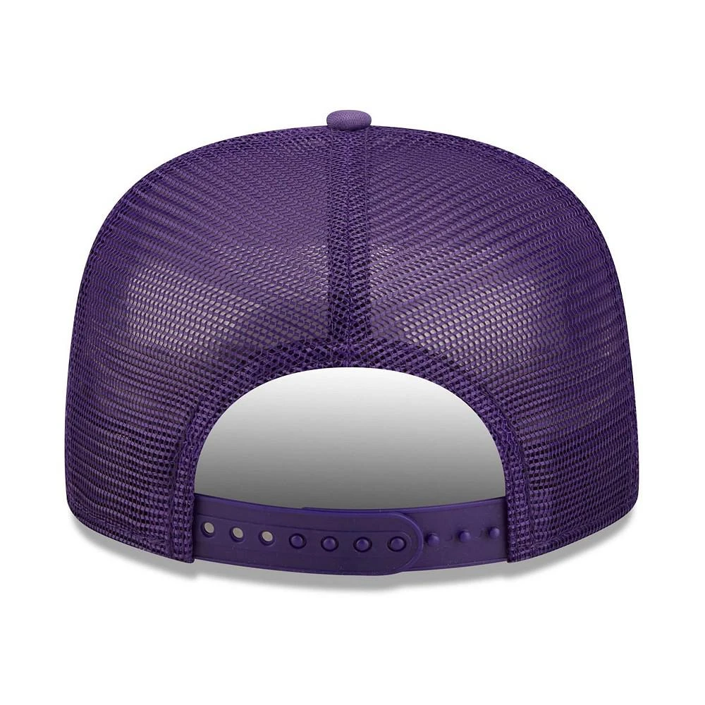 商品New Era|Men's Purple Los Angeles Lakers Logo A-Frame 9Fifty Trucker Snapback Hat,价格¥199,第5张图片详细描述