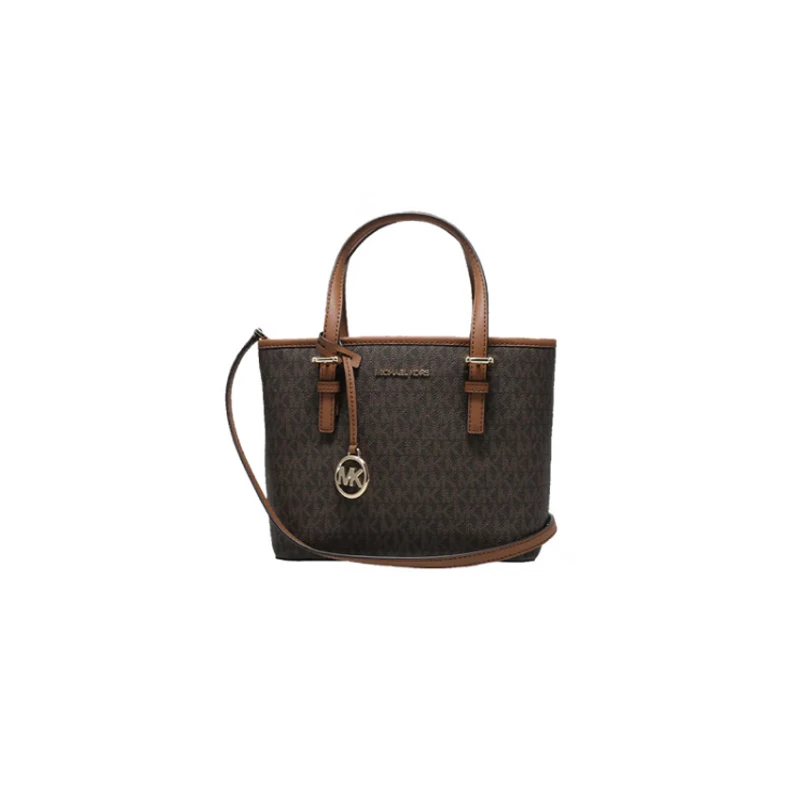 商品Michael Kors|Michael Kors 奥莱 JET SET TRAVEL小号女士PVC单肩手提tote包 35T9GTVT0B-BROWN,价格¥1057,第1张图片