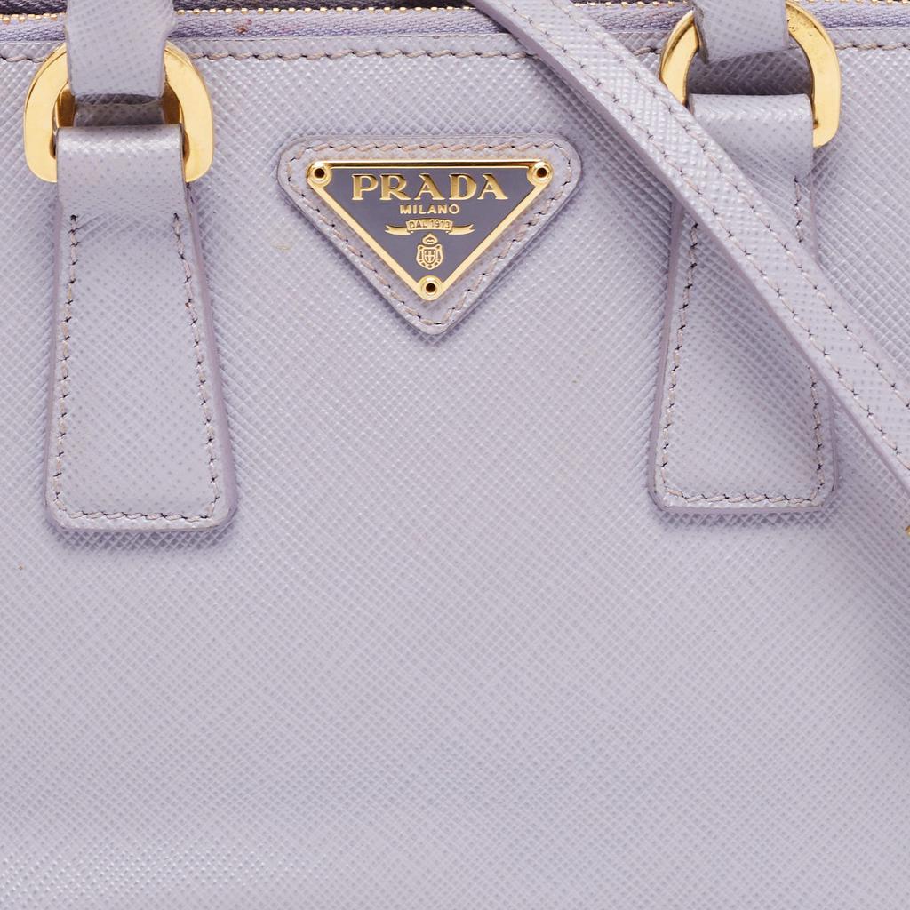 Prada Purple Saffiano Lux Leather Mini Galleria Double Zip Tote商品第5张图片规格展示