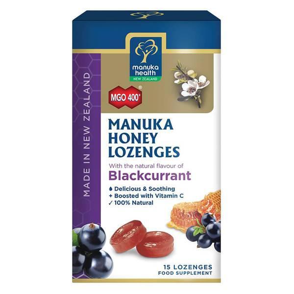 商品Manuka Health|MGO 400+ Manuka Honey Lozenges with Blackcurrant - 15 Lozenges,价格¥73,第1张图片