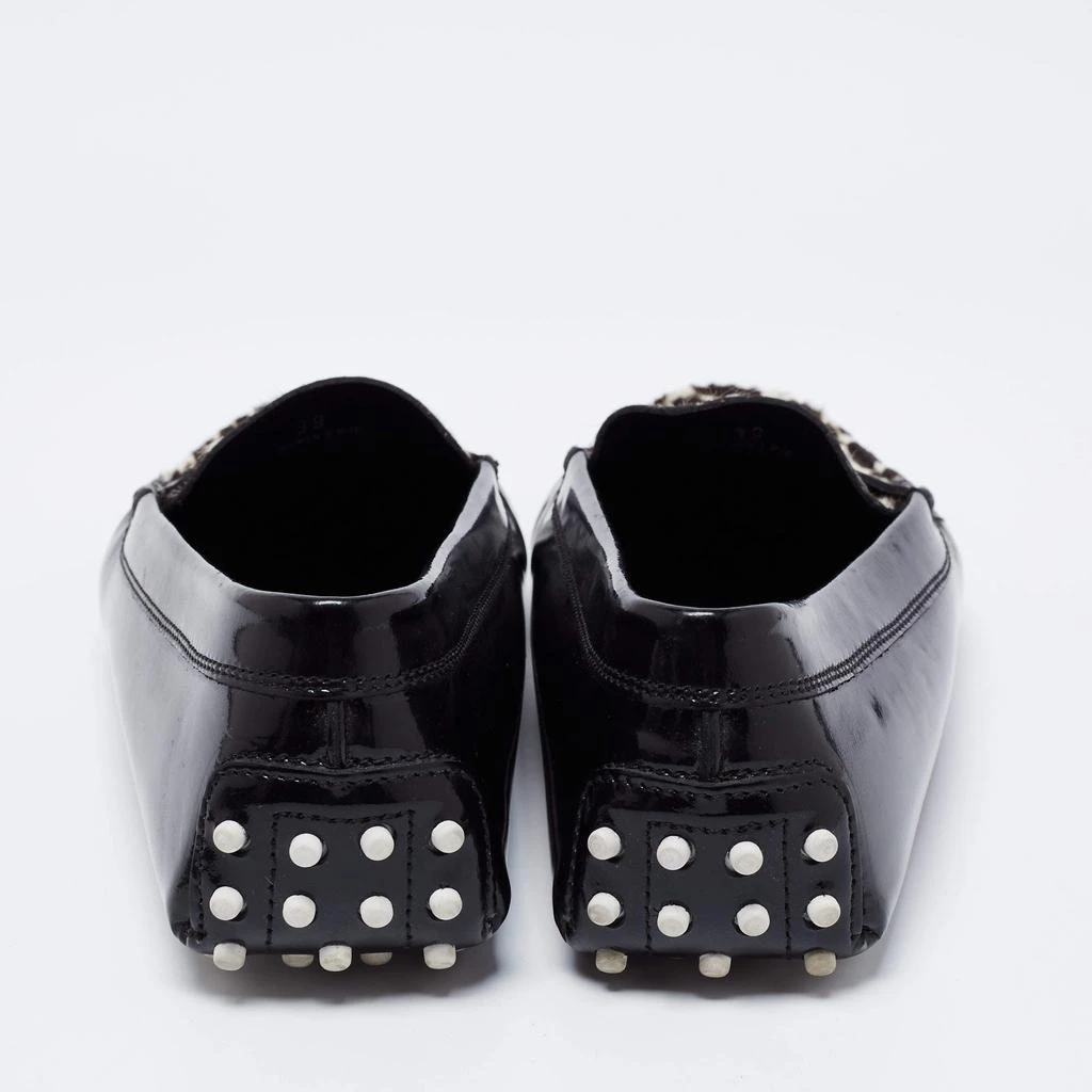 商品[二手商品] Tod's|Tod's Leather Black/White Animal Print Calf Hair And Patent Leather Slip On Loafers Size 39,价格¥1403,第5张图片详细描述