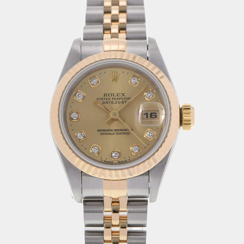 Rolex Champagne Diamonds 18k Yellow Gold And Stainless Steel Datejust 69173G Automatic Women's Wristwatch 26 mm商品第1张图片规格展示