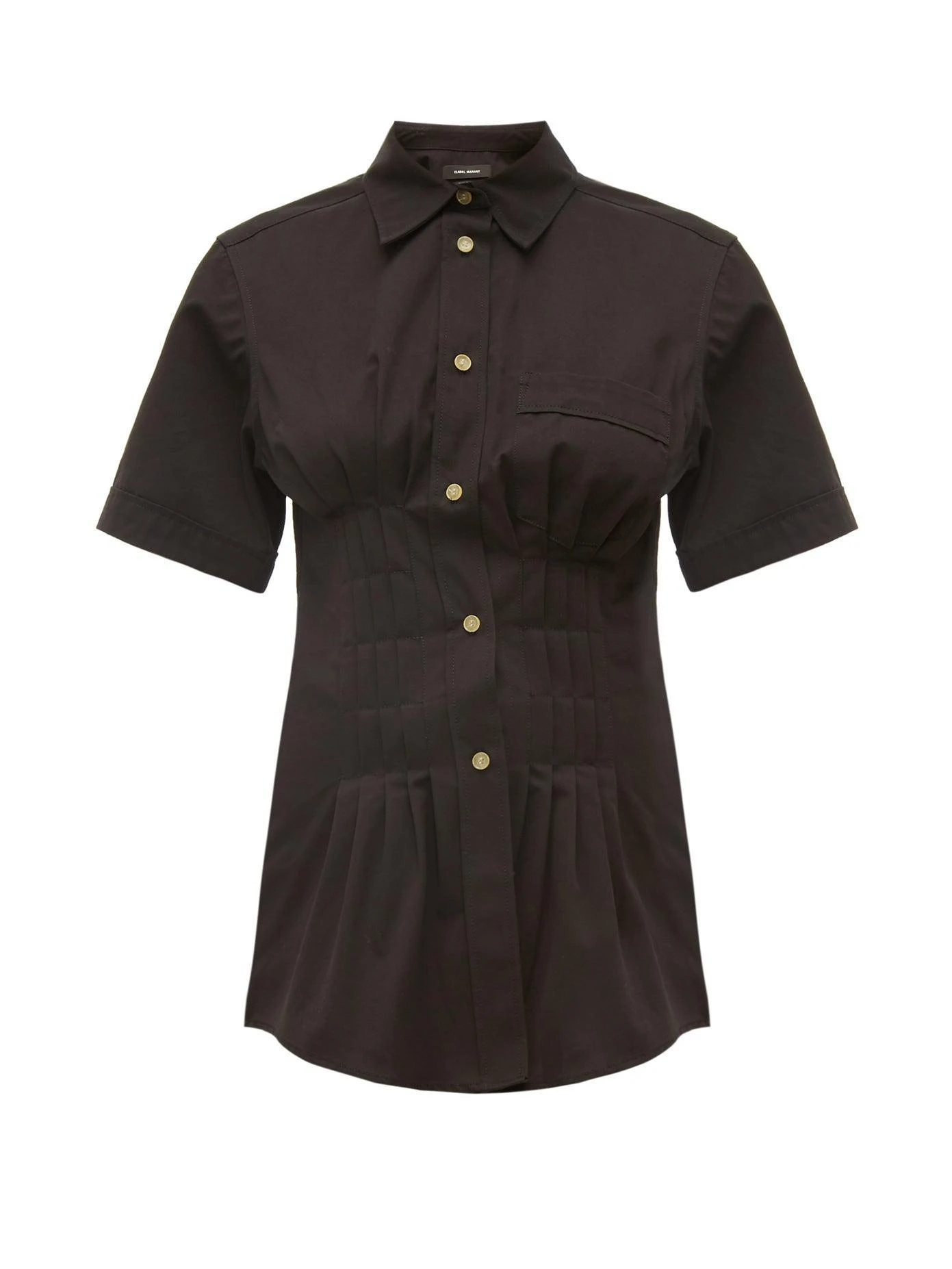 商品Isabel Marant|Gramy pleated cotton-canvas shirt,价格¥562,第1张图片