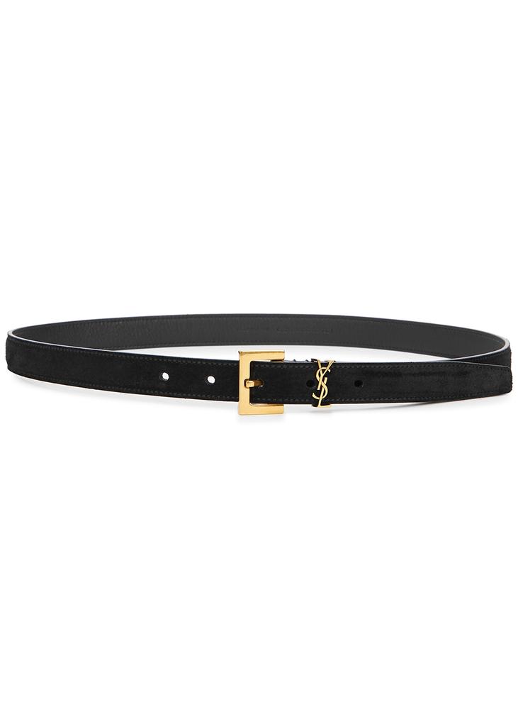 Black logo suede belt商品第1张图片规格展示