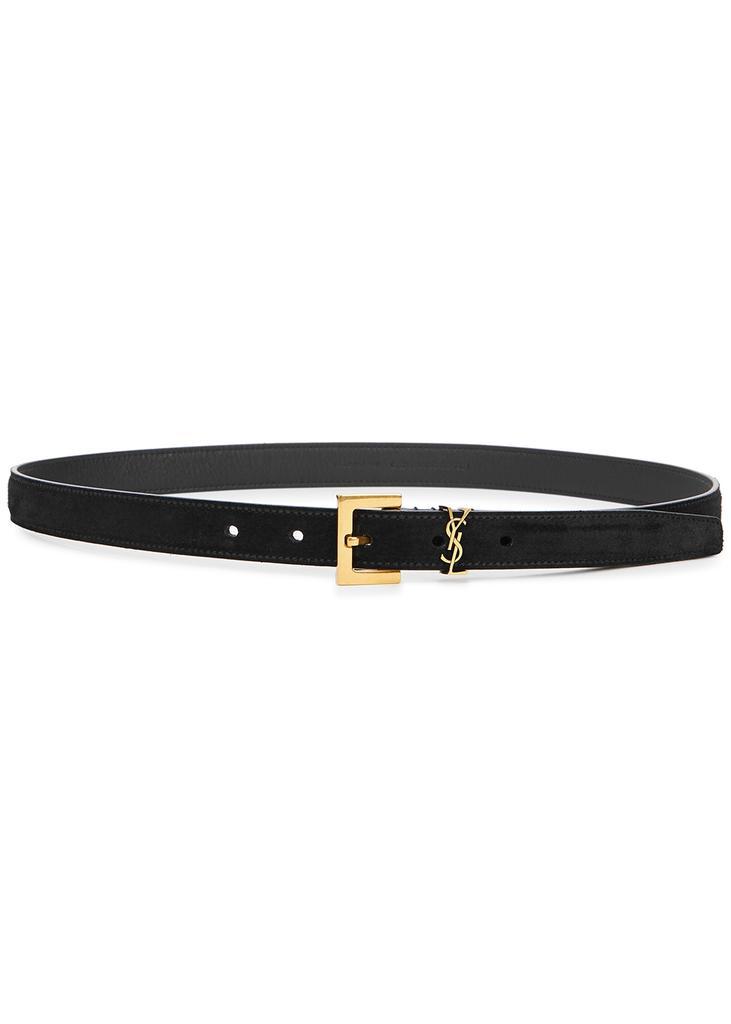 商品Yves Saint Laurent|Black logo suede belt,价格¥2500,第1张图片