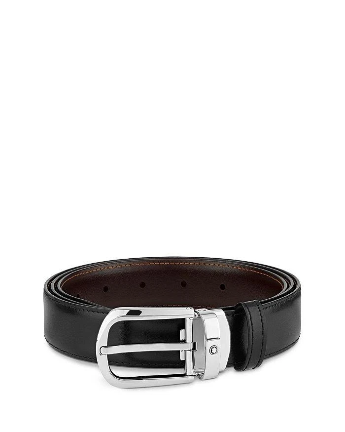 商品MontBlanc|Men's Horseshoe Stainless Steel Reversible Leather Belt,价格¥2843,第3张图片详细描述