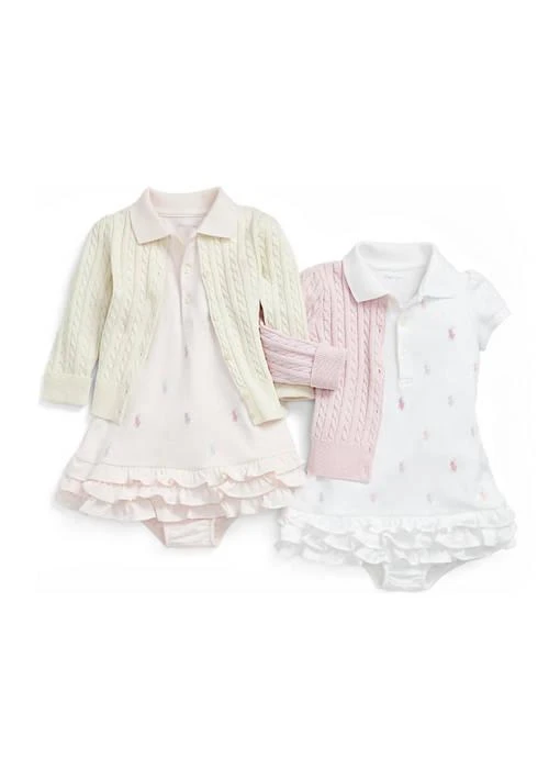 商品Ralph Lauren|Lauren Childrenswear Baby Girls Ruffled Polo Dress Bloomer,价格¥376,第3张图片详细描述