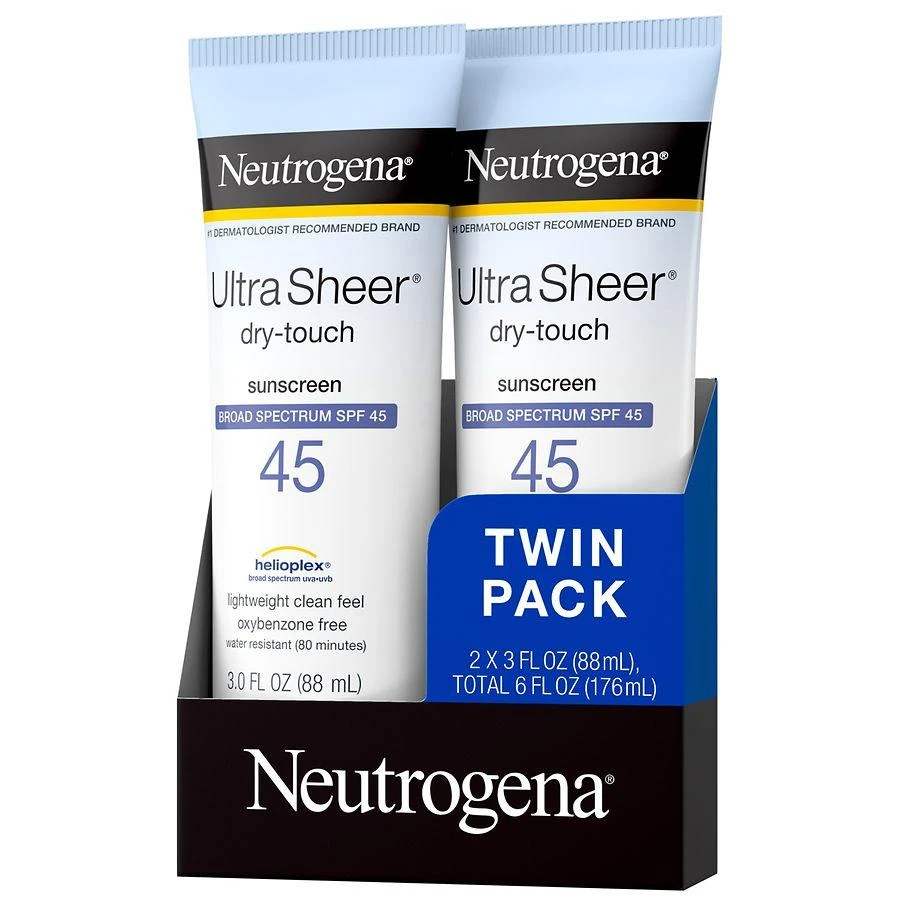 Neutrogena Ultra Sheer Dry-Touch SPF 45 Sunscreen Lotion Twin Pack 6