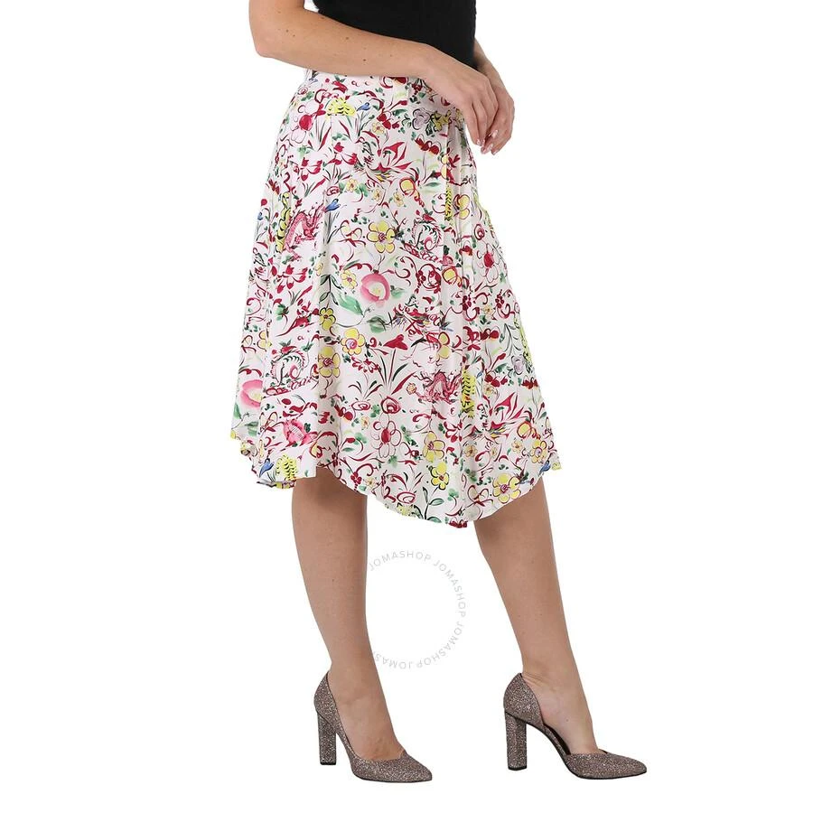 商品Kenzo|Ladies Multicolor Floral Paint Print Asymmetric Gathered Skirt,价格¥574,第3张图片详细描述