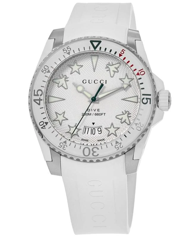 商品Gucci|Gucci Dive Silver Dial Rubber Strap Men's Watch YA136337,价格¥7918,第1张图片