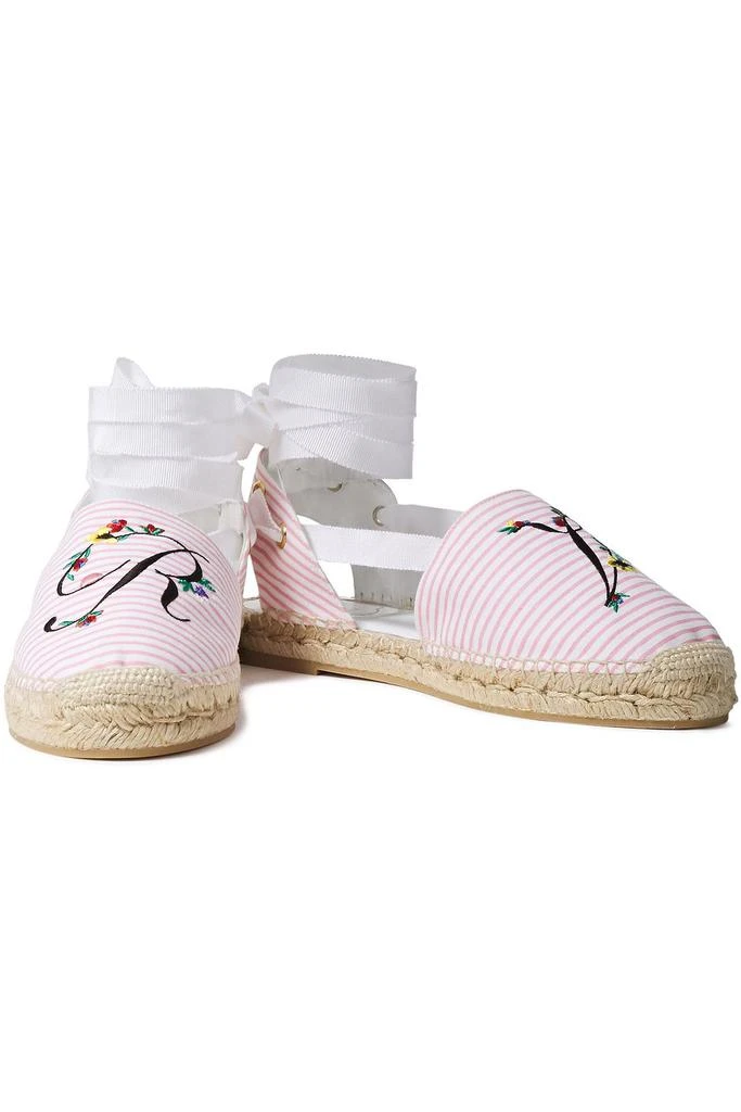 商品Roger Vivier|Blooming RV embroidered striped canvas espadrilles,价格¥873,第2张图片详细描述