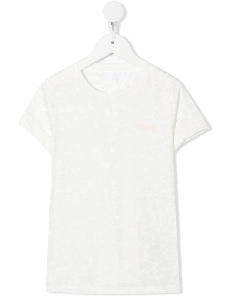 商品Chloé|Chloé Kids Marbled White T-shirt With Logo,价格¥808,第1张图片