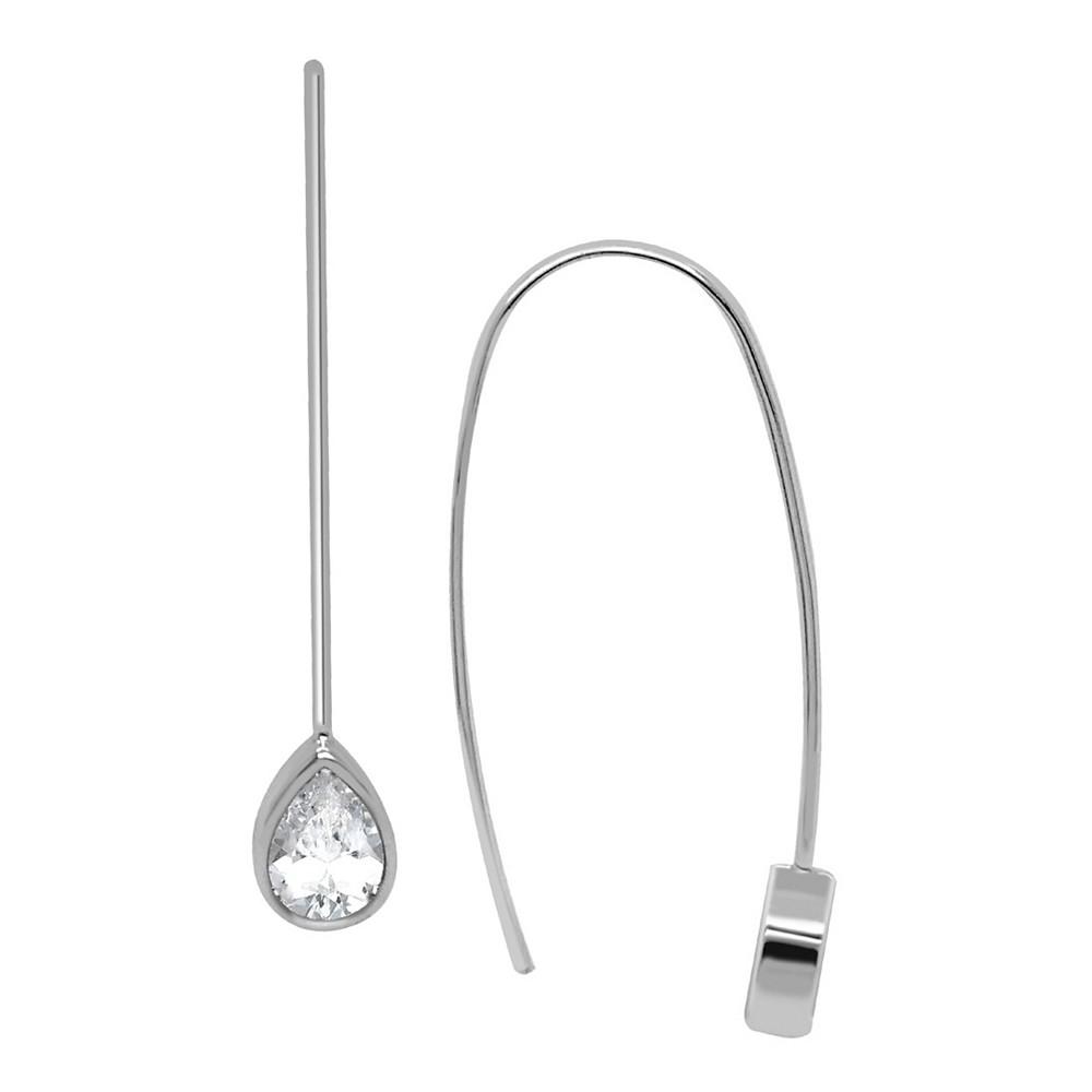 Silver Plated Imitation Cubic Zirconia Wire Earrings商品第1张图片规格展示
