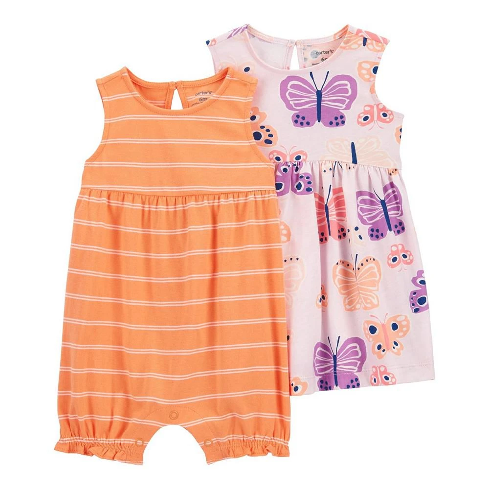 商品Carter's|Baby Girls Dress and Romper with Bloomer, 3 Piece Set,价格¥178,第1张图片