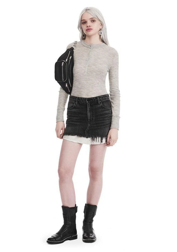 商品Alexander Wang|LONG SLEEVE TOP WITH ZIP HALF PLACKET,价格¥929,第1张图片