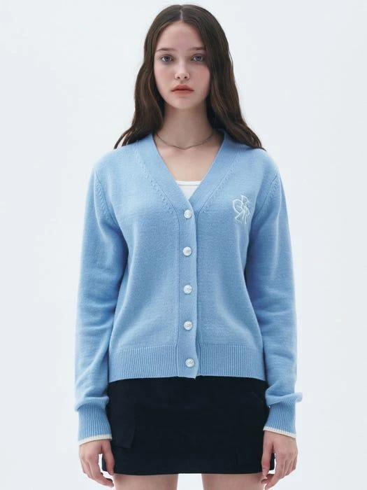 商品CITYBREEZE|Cashmere Logo Embroidery Basic Cardigan (Sky Blue),价格¥673,第3张图片详细描述