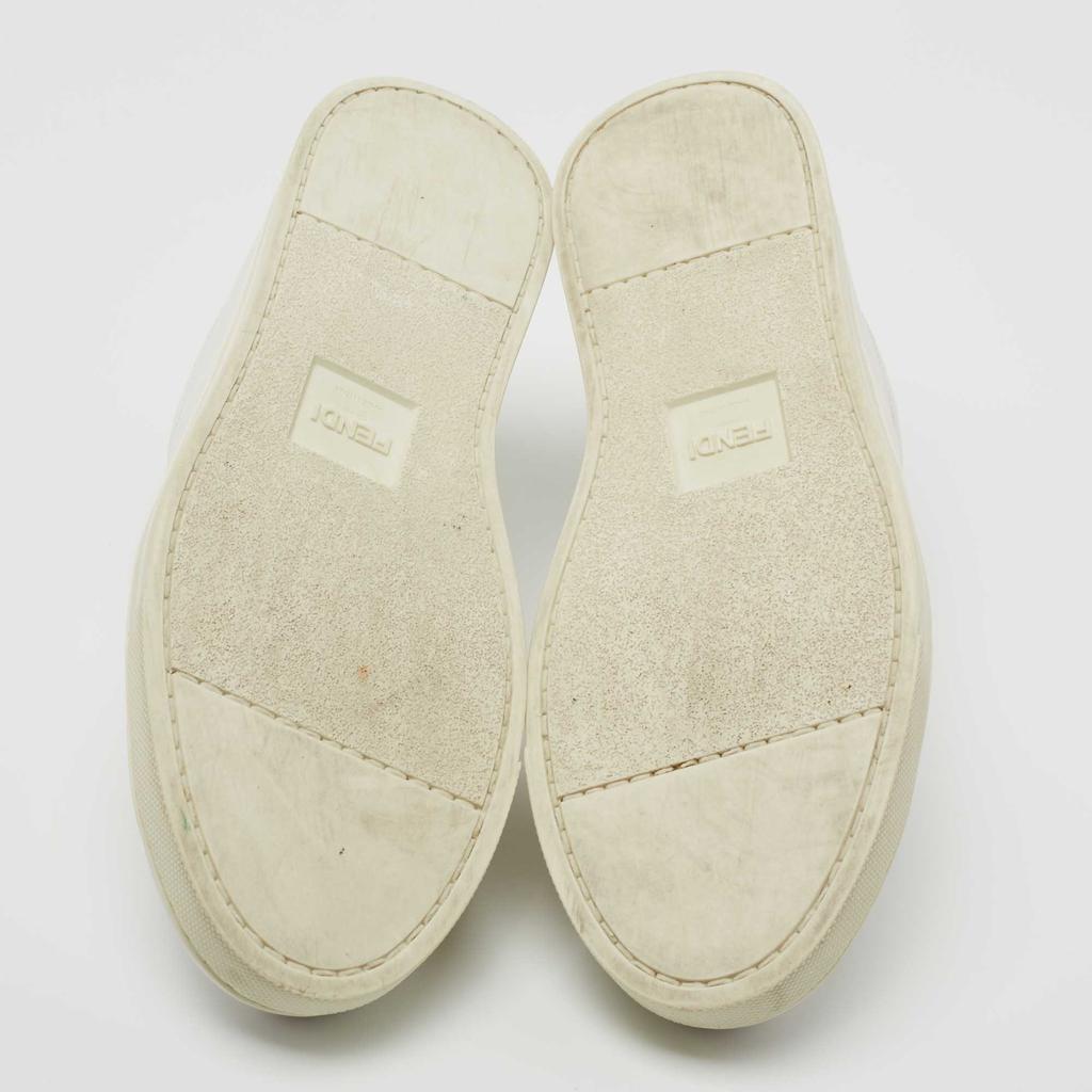 Fendi White Leather Knitted Logo Rockoclick Low Top Sneakers Size 38商品第6张图片规格展示