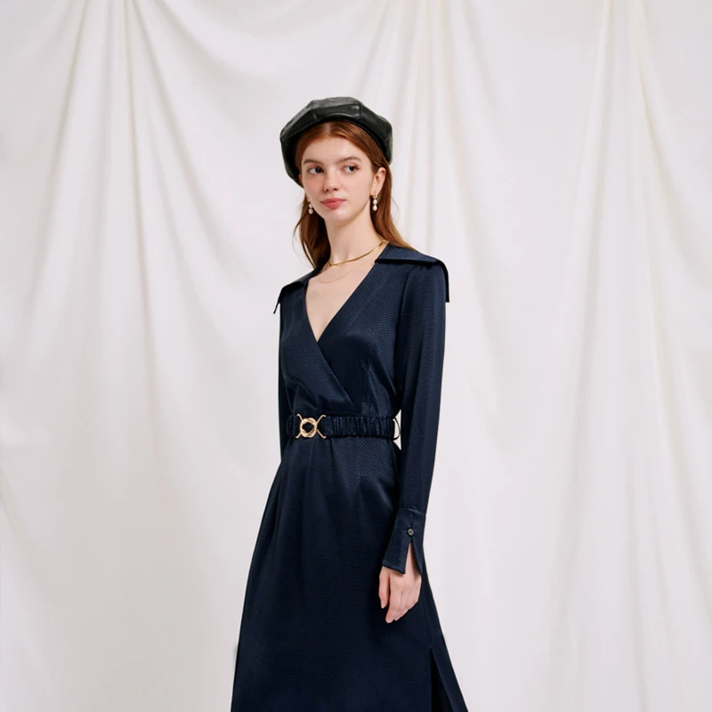 Raegan藏青立体褶皱连衣裙 | Raegan Dress - Navy 商品