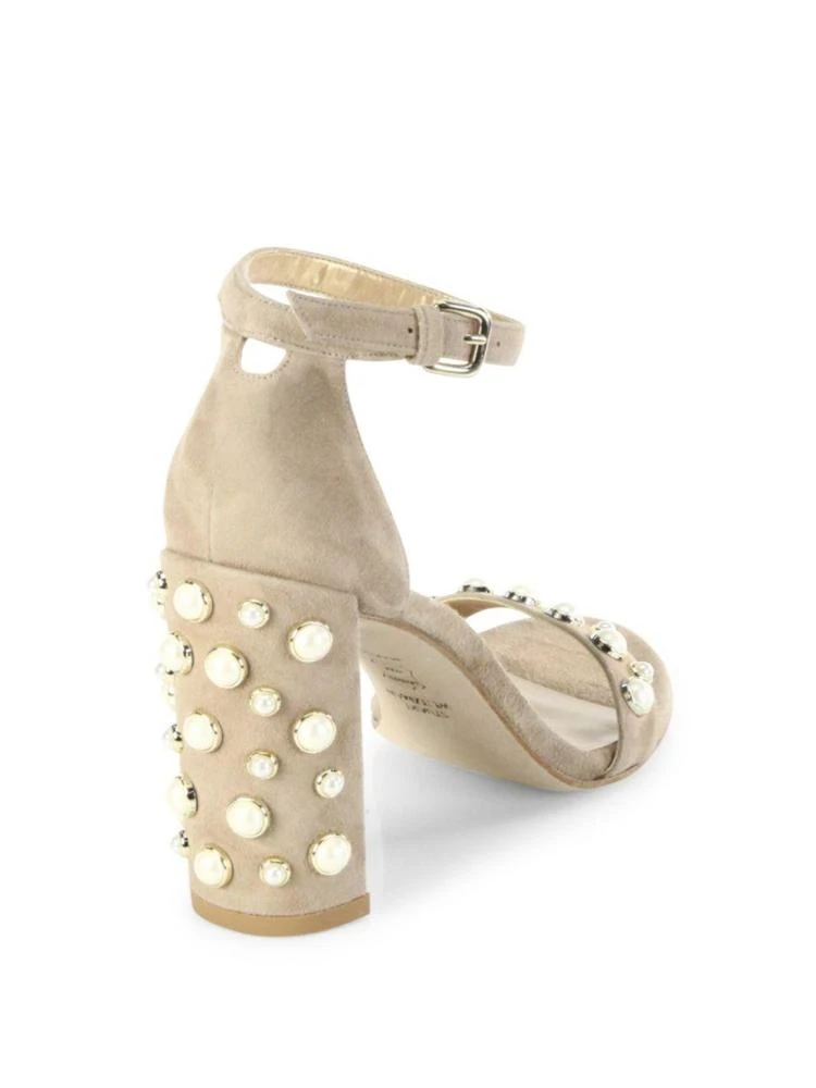 商品Stuart Weitzman|Morepearls Studded Suede Block Heel Sandals,价格¥1365,第2张图片详细描述