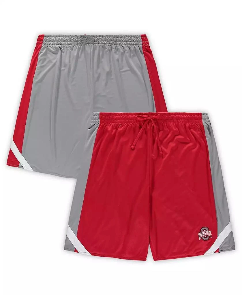 商品Colosseum|Men's Scarlet, Gray Ohio State Buckeyes Big and Tall Team Reversible Shorts,价格¥248,第1张图片