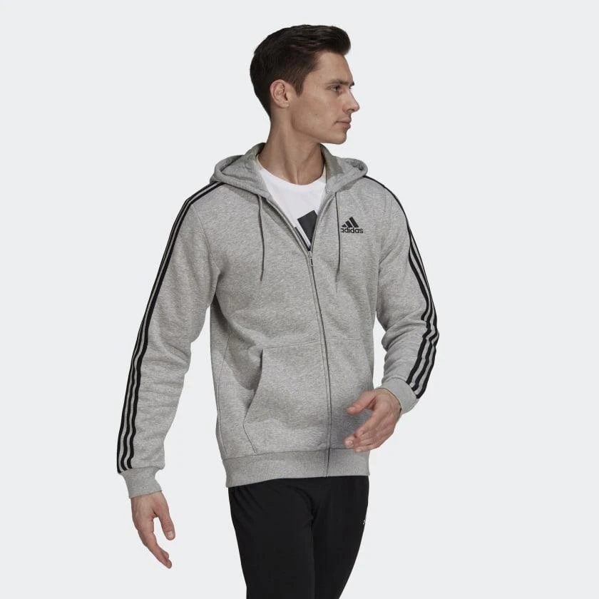 商品Adidas|Men's adidas Essentials Fleece 3-Stripes Full-Zip Hoodie,价格¥415,第4张图片详细描述