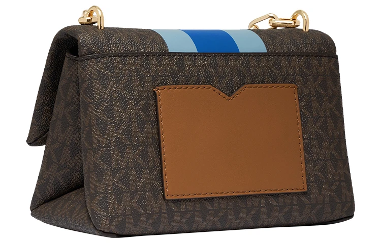 商品[国内直发] Michael Kors|迈克高仕 Cece 经典老花满印链条 通勤时尚条纹拼色翻盖 斜挎包单肩包 超小号 女款 深棕/棕色/蓝色/浅蓝,价格¥922,第3张图片详细描述