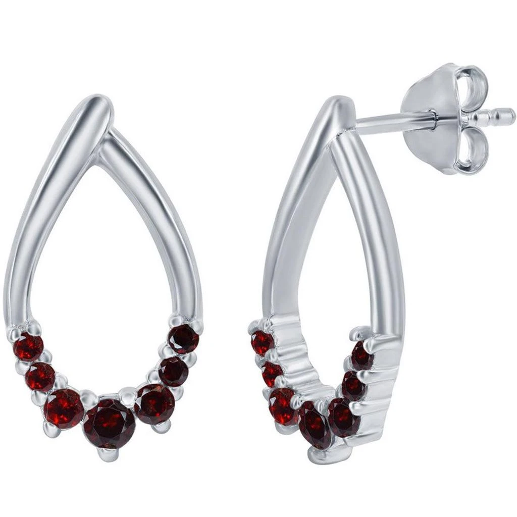 商品Classic|Classic Women's Earrings - Sterling Silver Pear Shaped Garnet Gem Post Back | D-8127,价格¥292,第1张图片