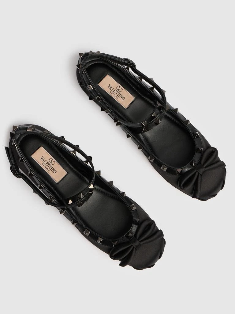 商品Valentino|5mm Rockstud Satin Ballerina Flats,价格¥7264,第2张图片详细描述