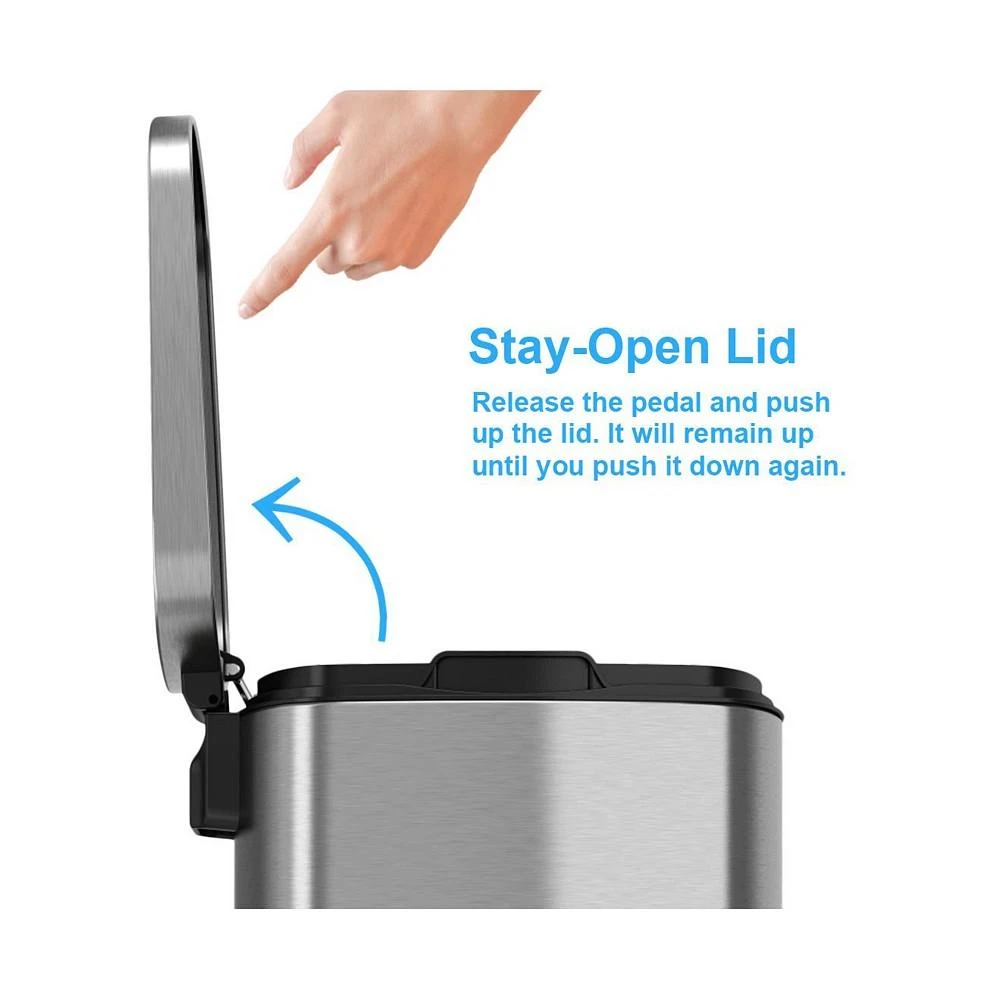 商品Halo|50 L / 13.2 Gal Premium Stainless Steel Step Trash Can,价格¥1914,第2张图片详细描述