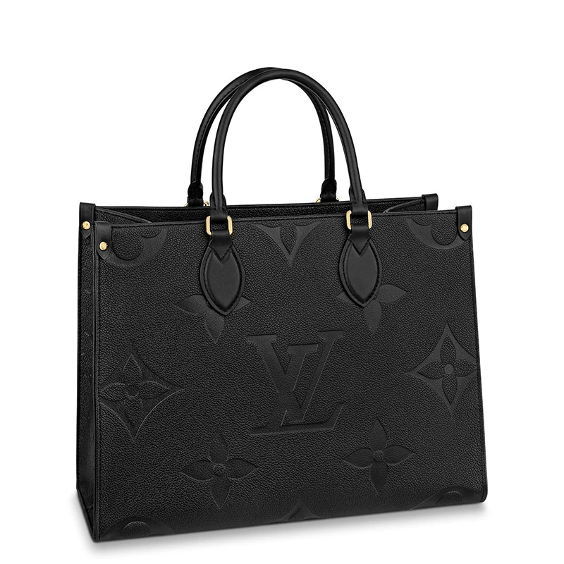 商品Louis Vuitton|预售十天 Louis Vuitton/路易威登 经典款ONTHEGO系列 女士中号黑色老花压纹粒面皮革单肩手提托特包M45595,价格¥23467,第1张图片