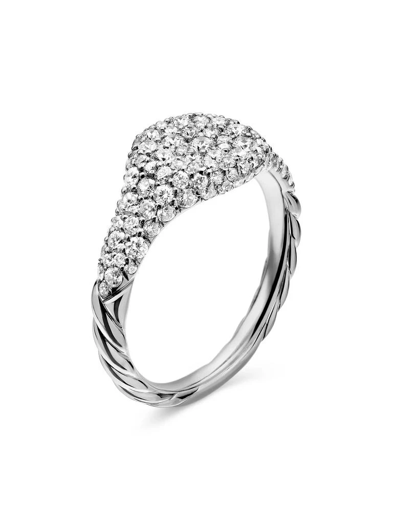 商品David Yurman|Petite Pavé Pinky Ring in 18K White Gold,价格¥22105,第4张图片详细描述
