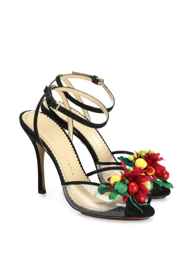 商品Charlotte Olympia|热带花朵丝绸系带高跟凉鞋,价格¥2207,第1张图片